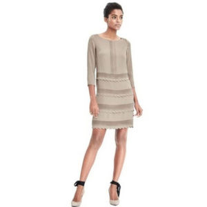 NWT Banana Republic Pintuck Scallop Grey Dress